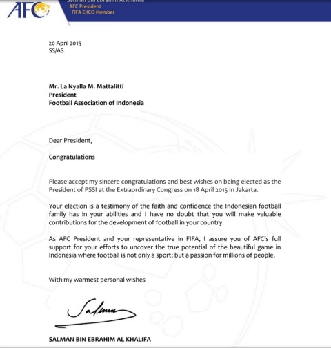 AFC Restui La Nyalla Pimpin PSSI 